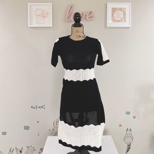 Black and white knit dress